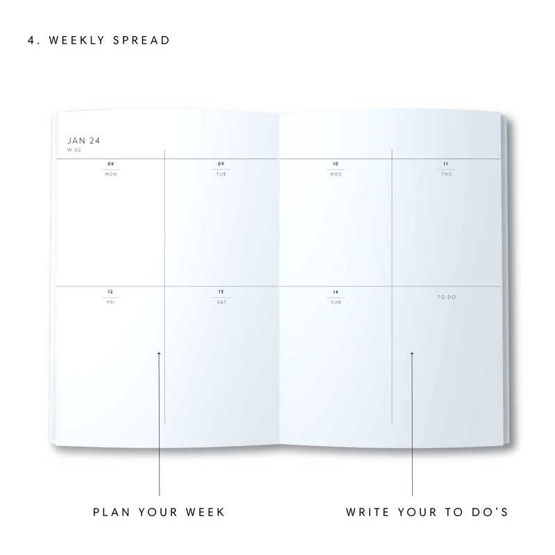 A5 2024 Weekly Spread Diary - Plants - Red