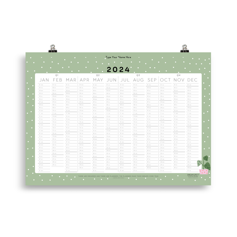 2024 Wall Calendar - Plants - Green