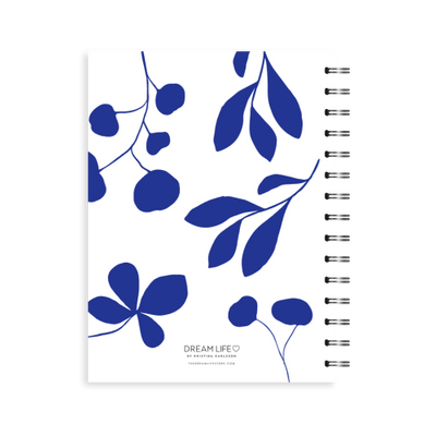 A5 2024 Spiral Weekly Spread Diary - Leaves - Blue