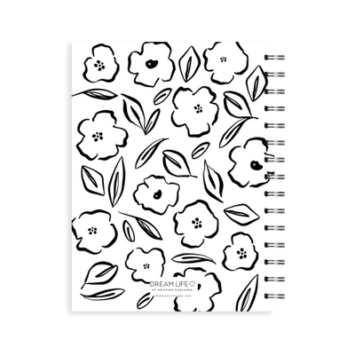 A5 2024 Spiral Family Diary - Floral - Black