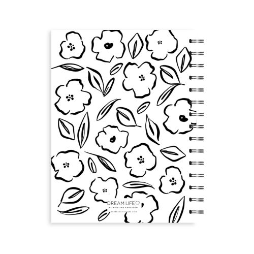 A5 2024 Spiral Family Diary - Floral - Black