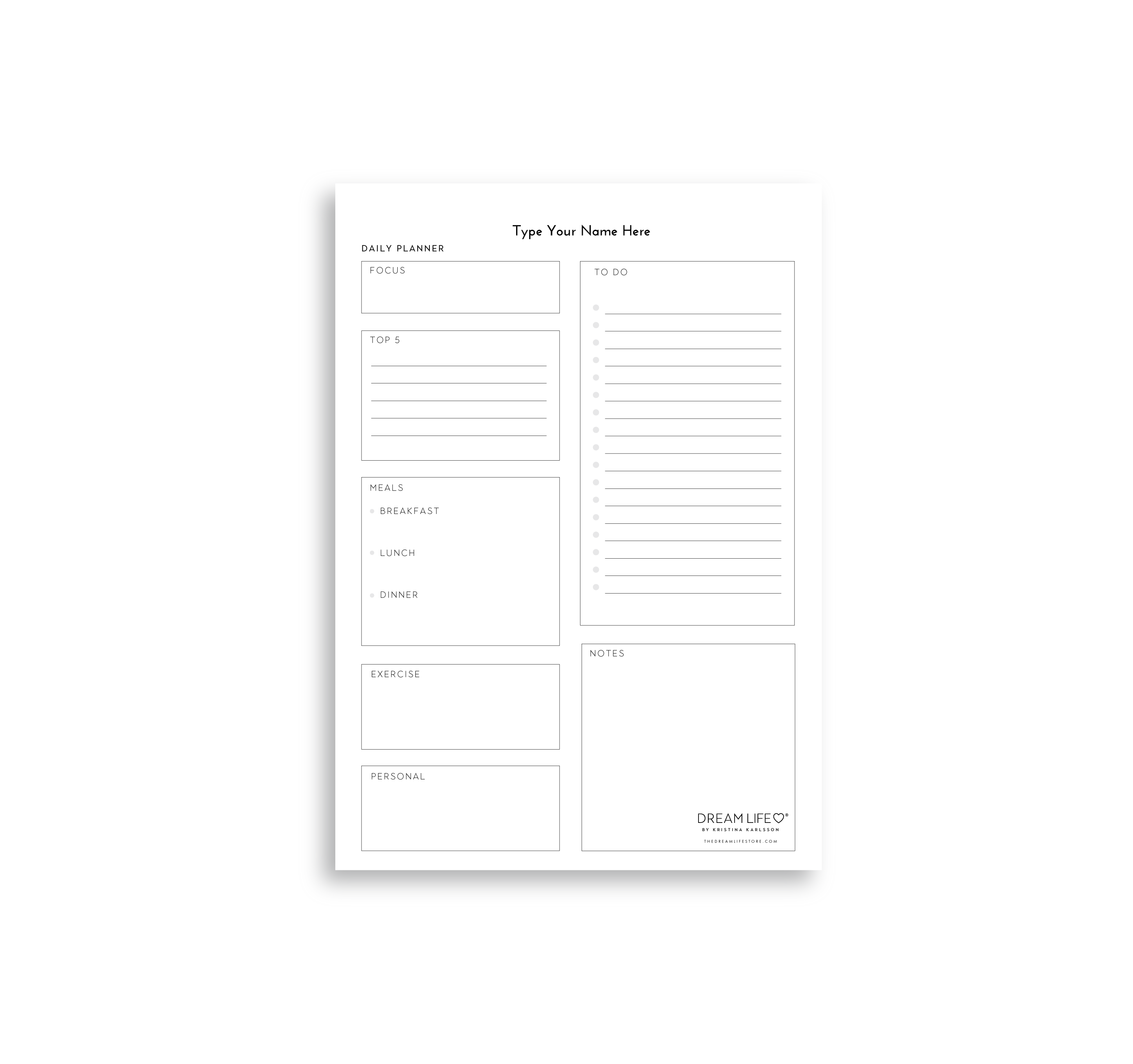 A5 Daily Focus Notepad – Dream Life