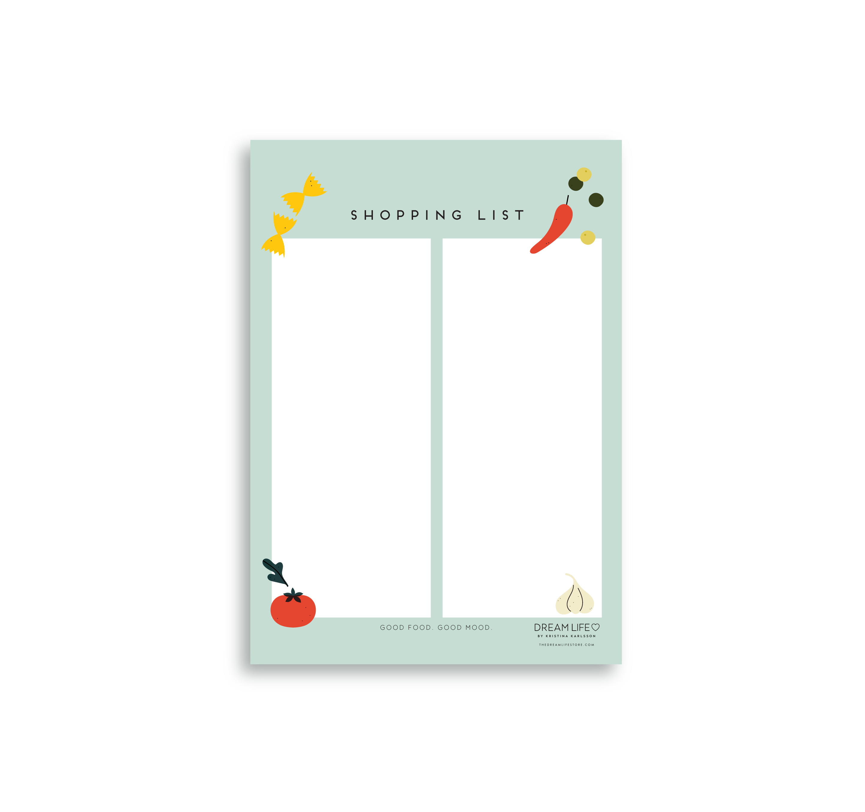 A5 Shopping List with Magnet - Veggies - Green – Dream Life