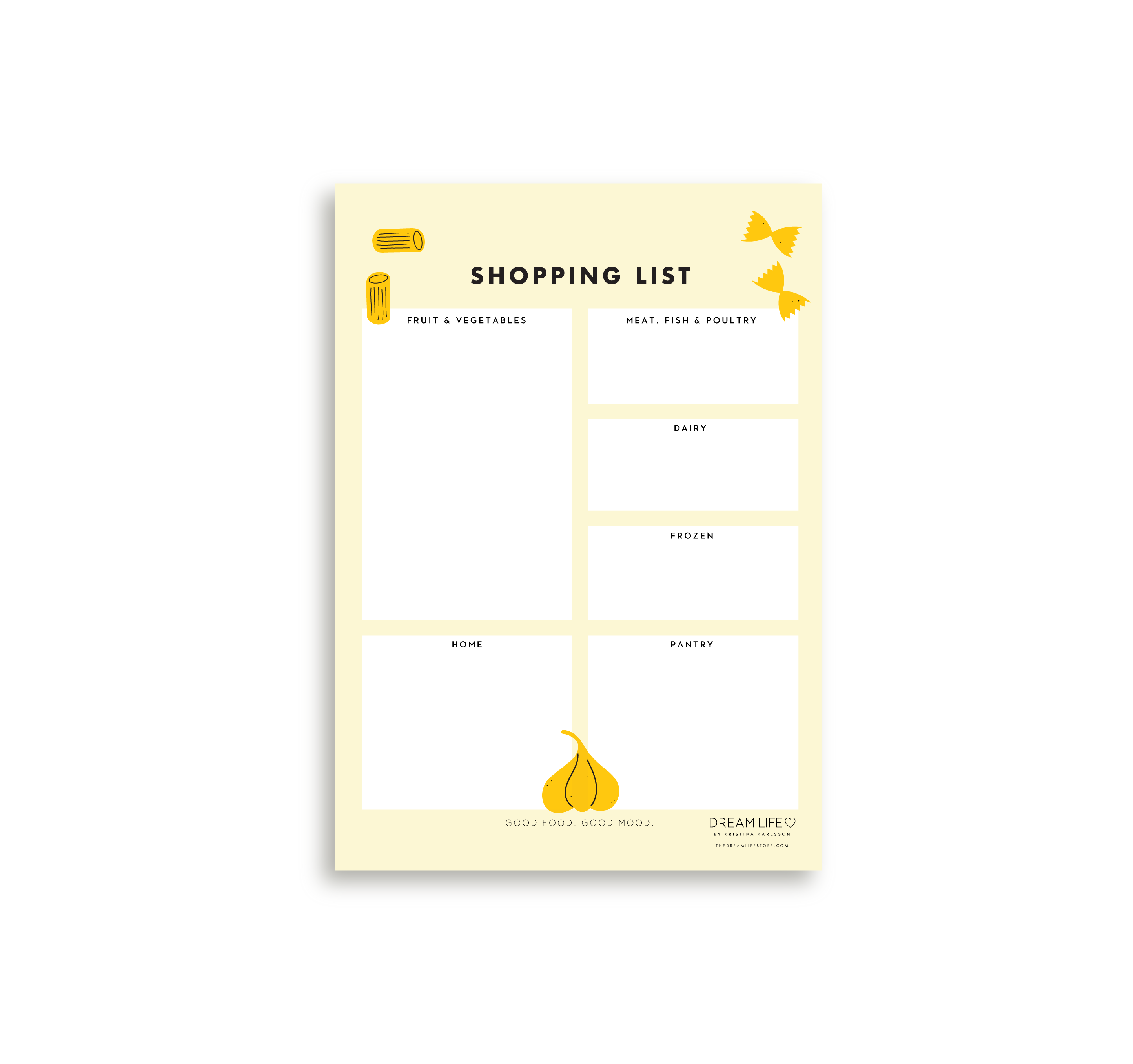 A5 Shopping List with Magnet - Categorised - Pasta – Dream Life
