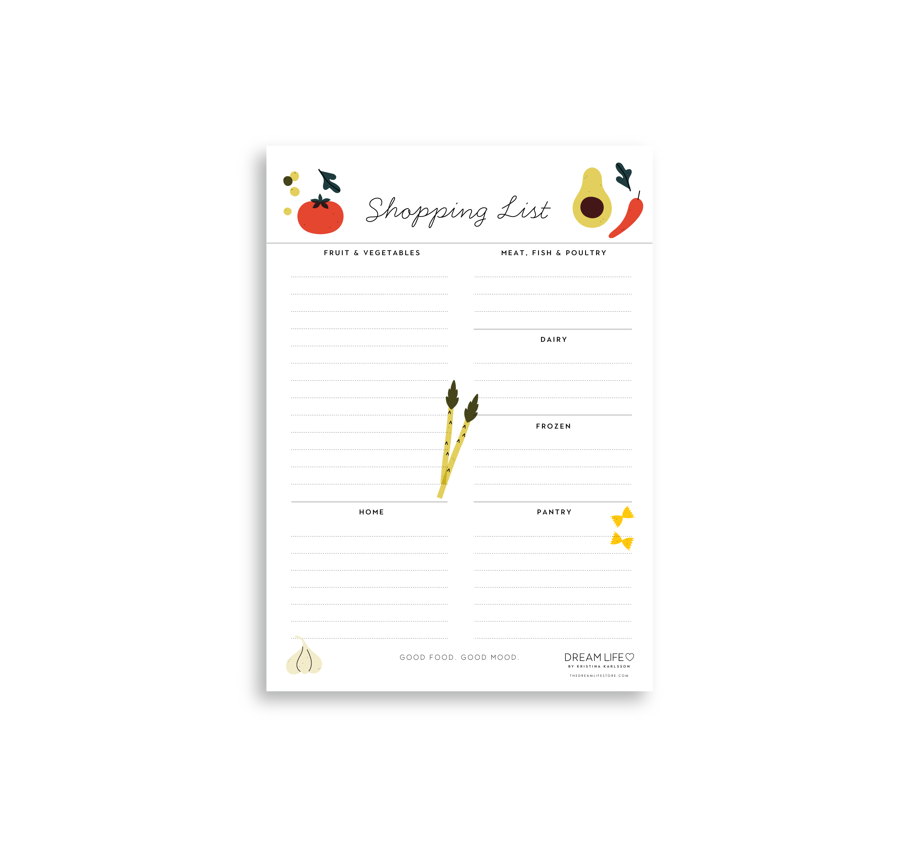 A5 Shopping List with Magnet - Categorised - Veggies – Dream Life