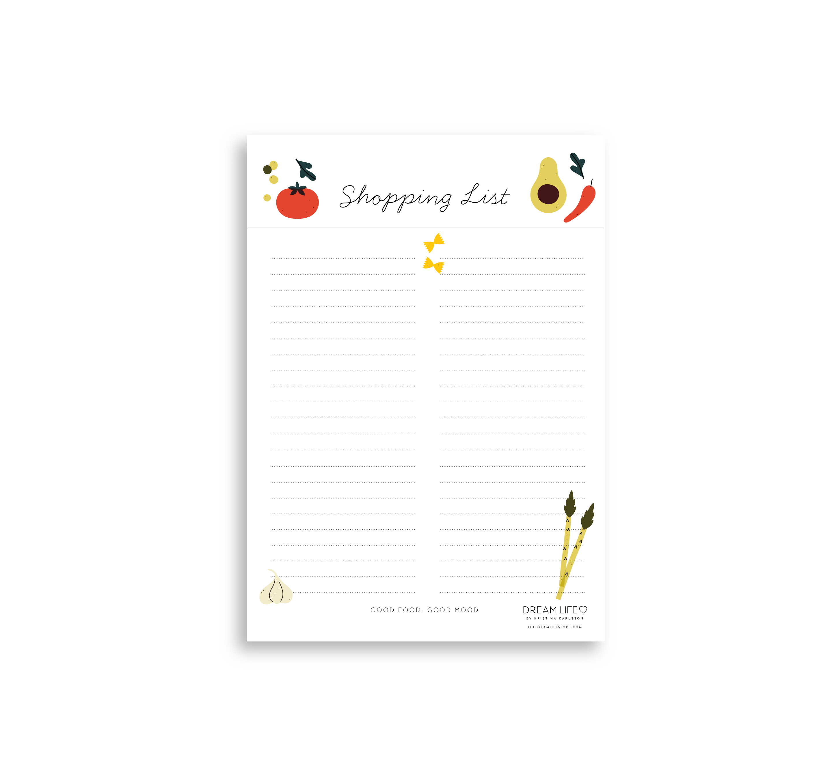 A5 Shopping List with Magnet - Veggies – Dream Life