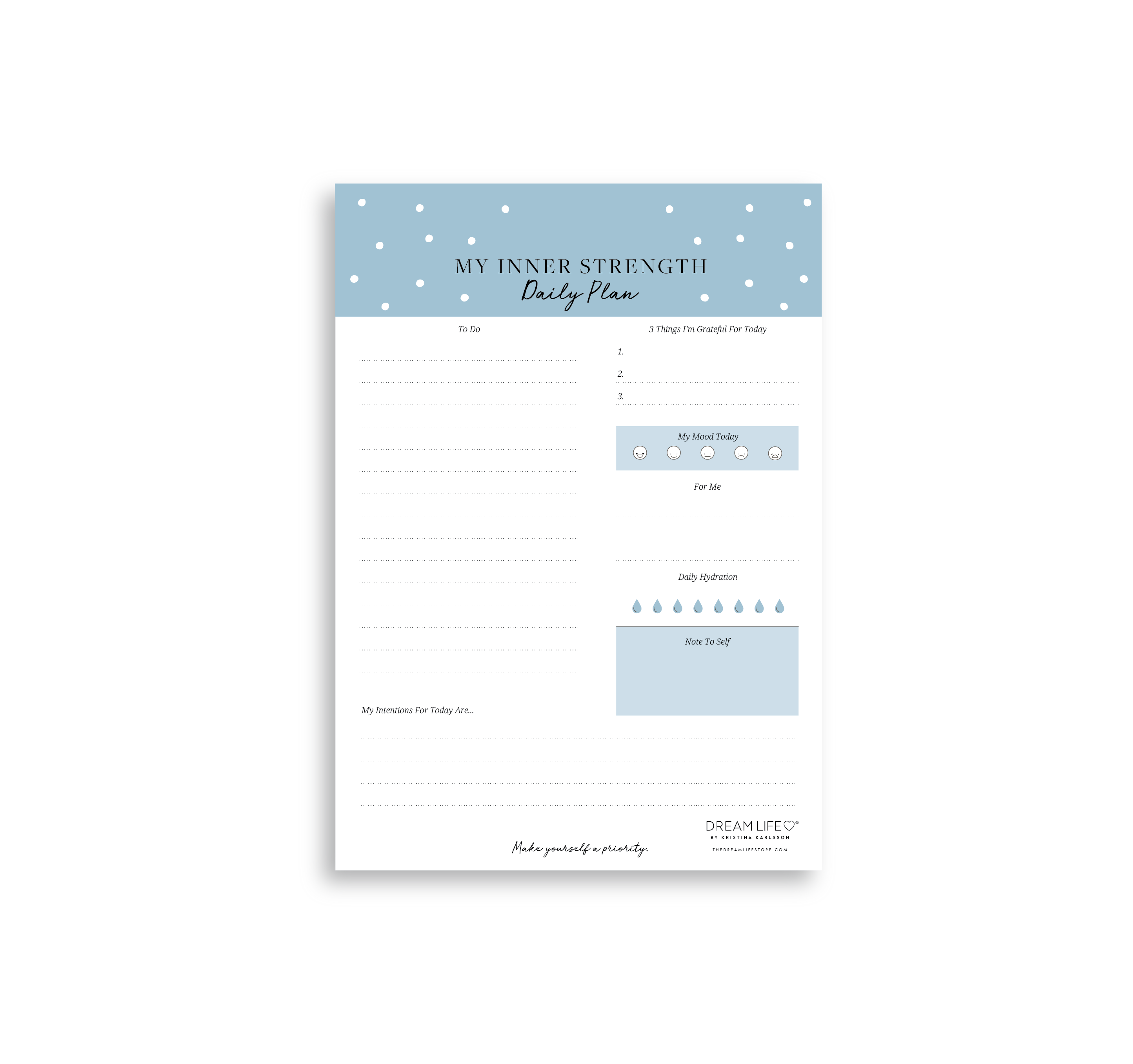 A5 Notepad - My Inner Strength - Daily Plan - Blue – Dream Life