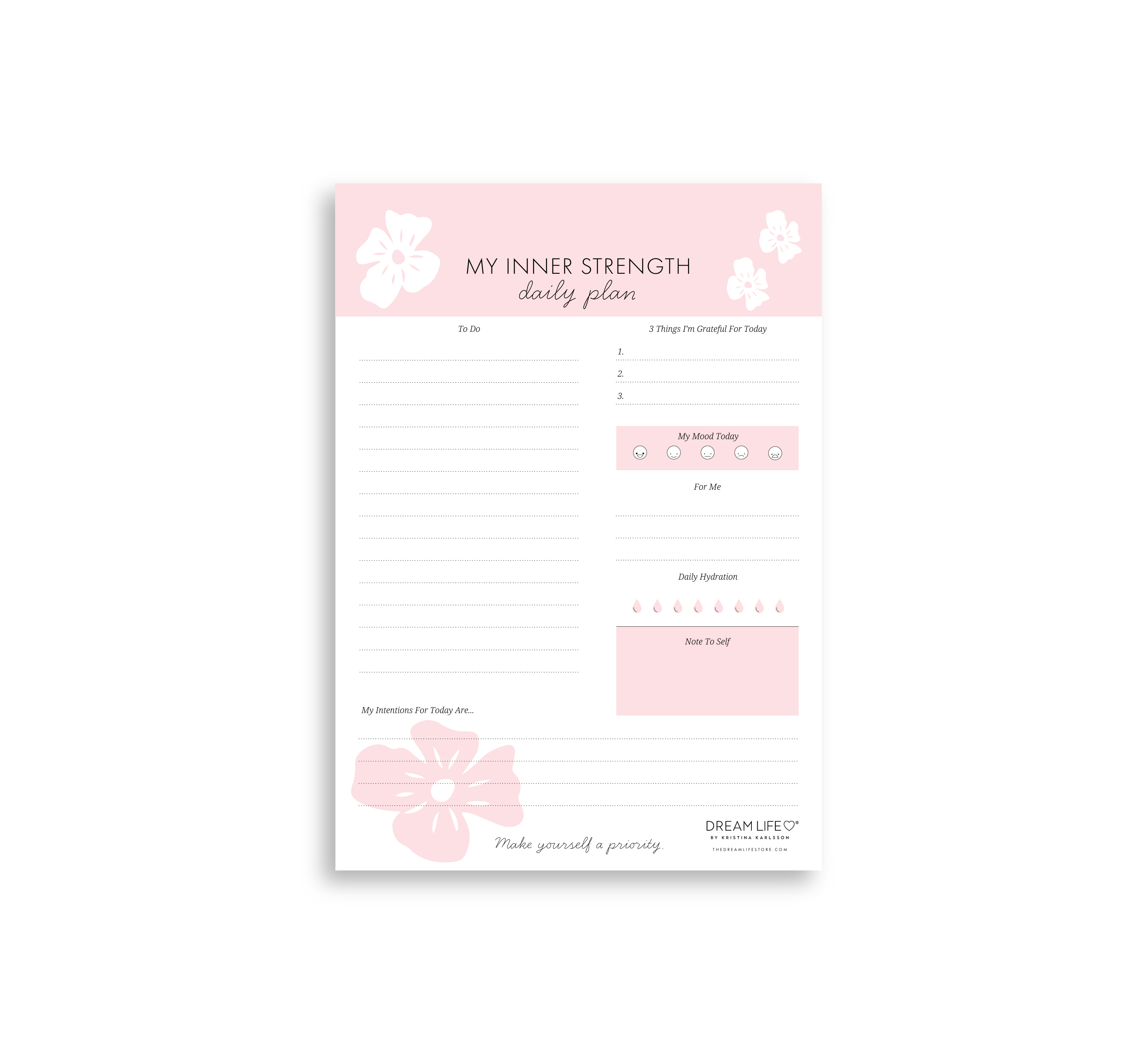 A5 Notepad - My Inner Strength - Daily Plan - Sippa - Pink – Dream Life