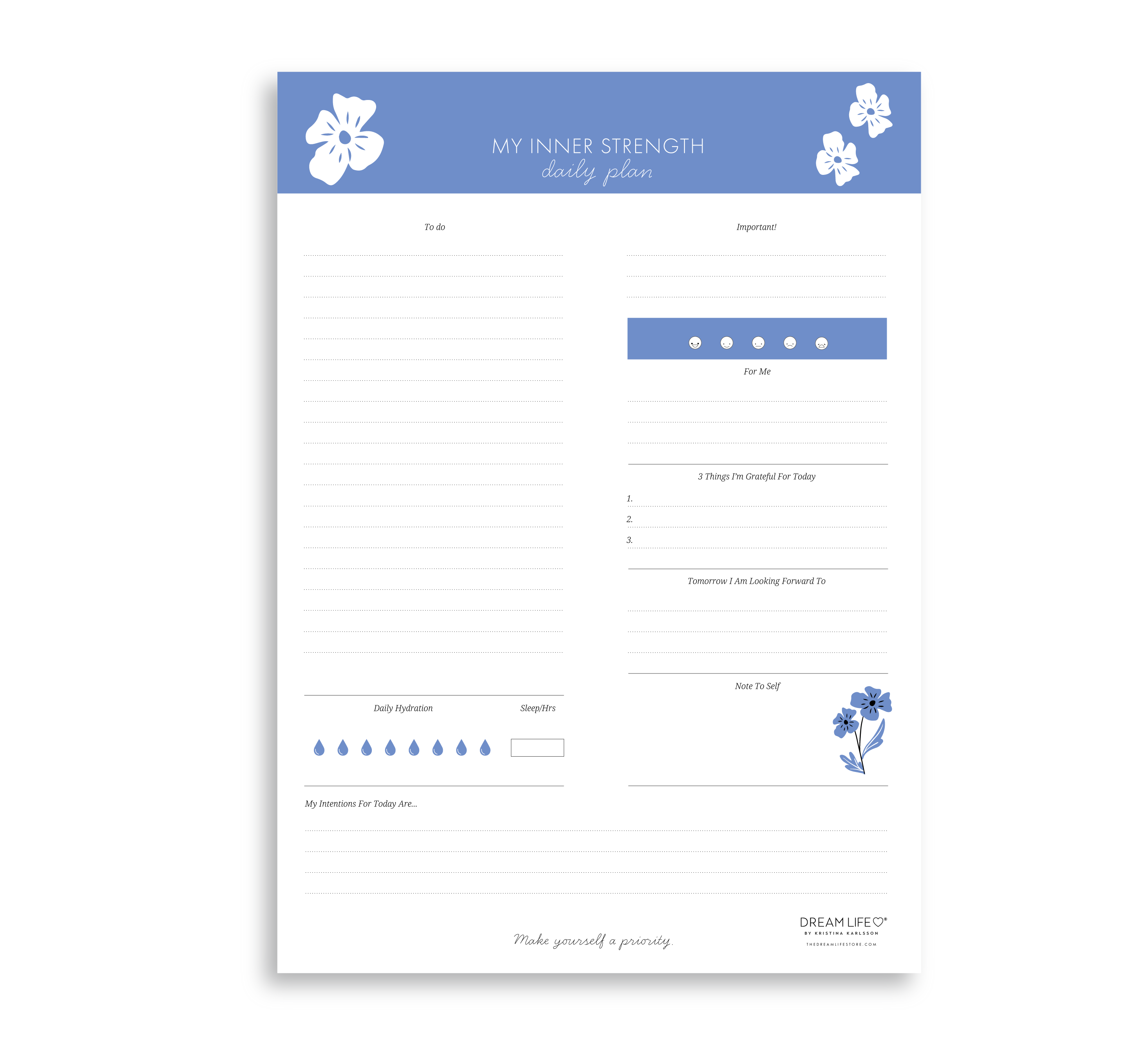A4 Notepad - My Inner Strength - Daily Plan - Vallmo - Blue – Dream Life