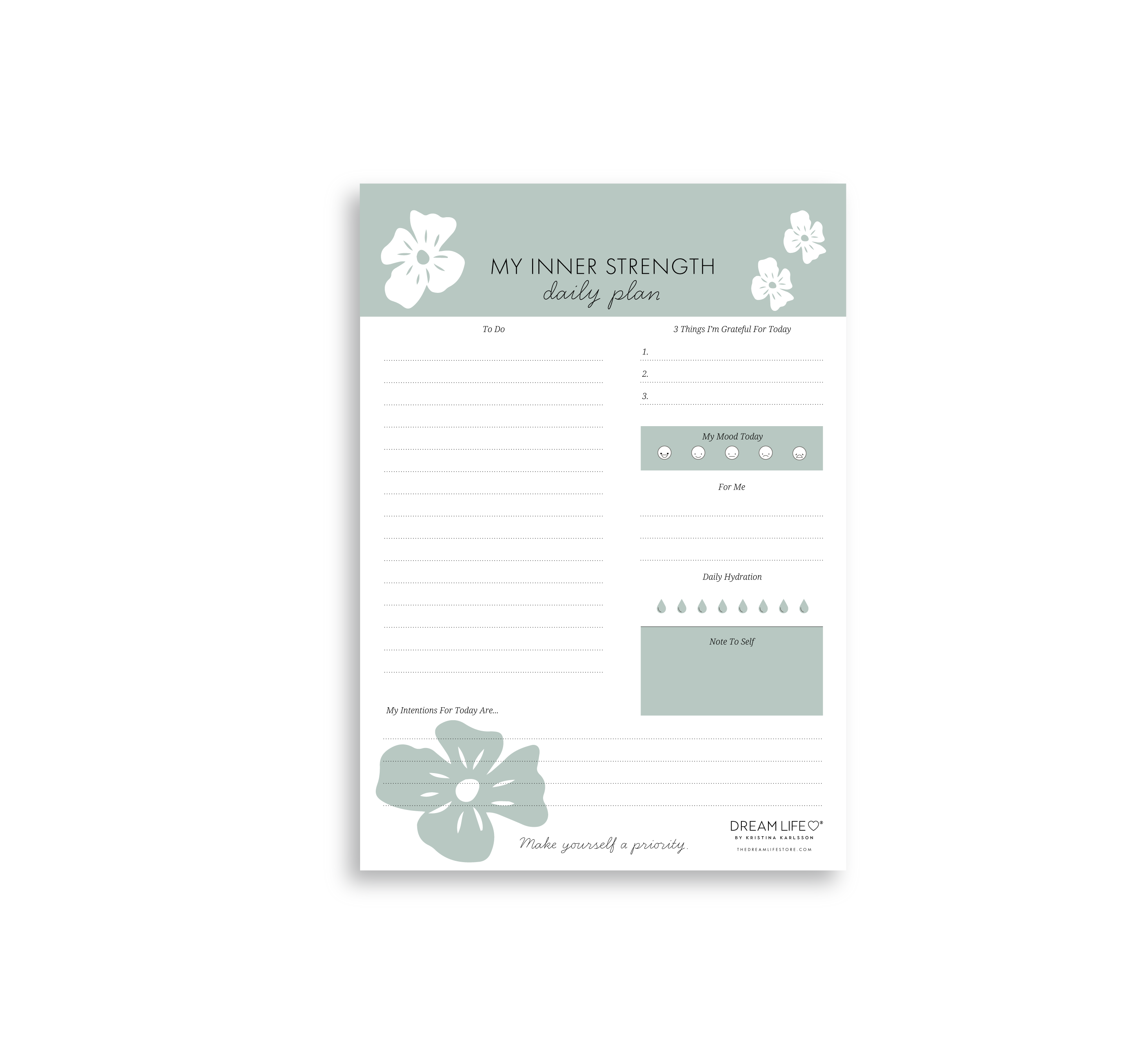 A5 Notepad - My Inner Strength - Daily Plan - Sippa - Green – Dream Life