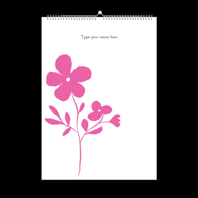 A3 Family Calendar - Flowers - Pink