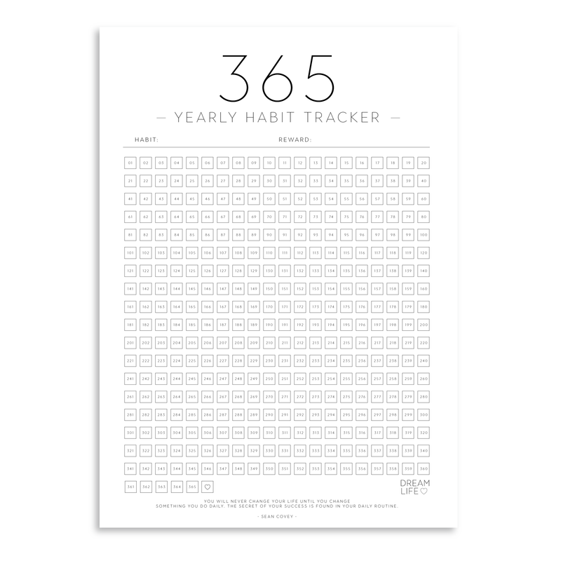 365 DAY YEARLY HABIT TRACKER Downloadable PDF