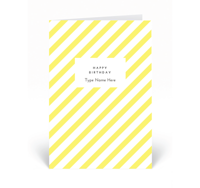 Personalised Card - Happy Birthday - Stripe - Yellow