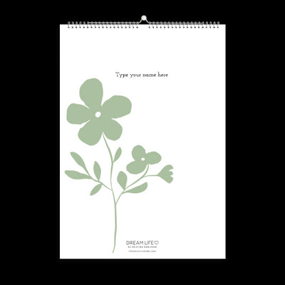 A3 Family Calendar - Flower - Sage