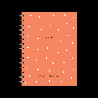 A5 2024 Spiral Vertical Weekly Diary - Dots - Red