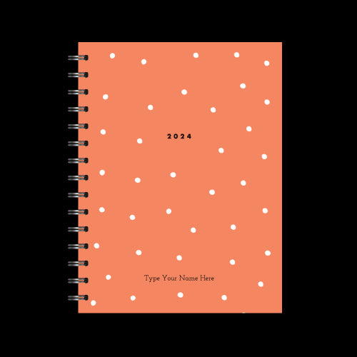 A5 2024 Spiral Vertical Weekly Diary - Dots - Red