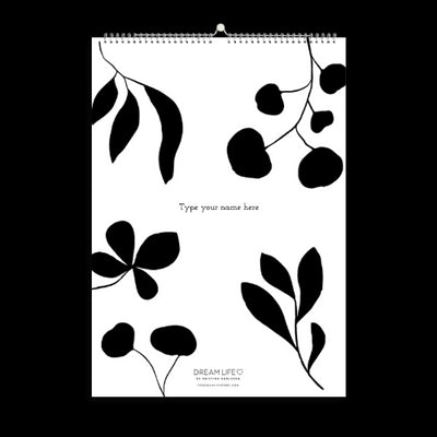 A3 Family Calendar - Leaves - Black