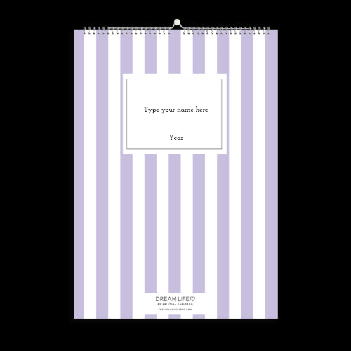 A3 Family Calendar - Stripes - Lilac