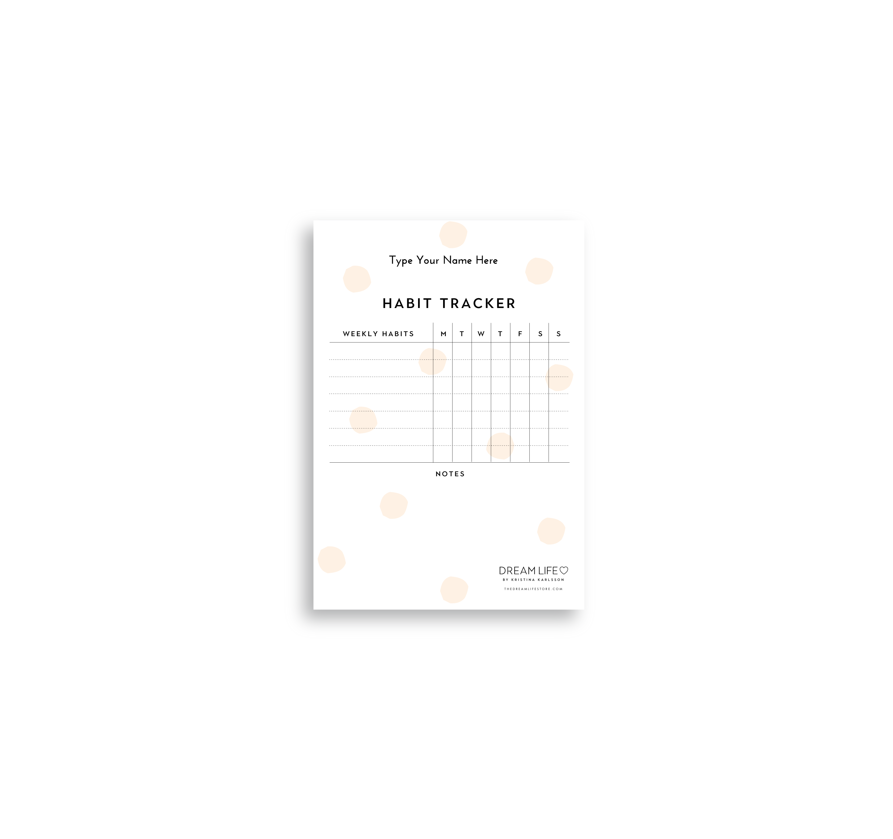 A6 Notepad - Habit Tracker - Dots - Blush – Dream Life