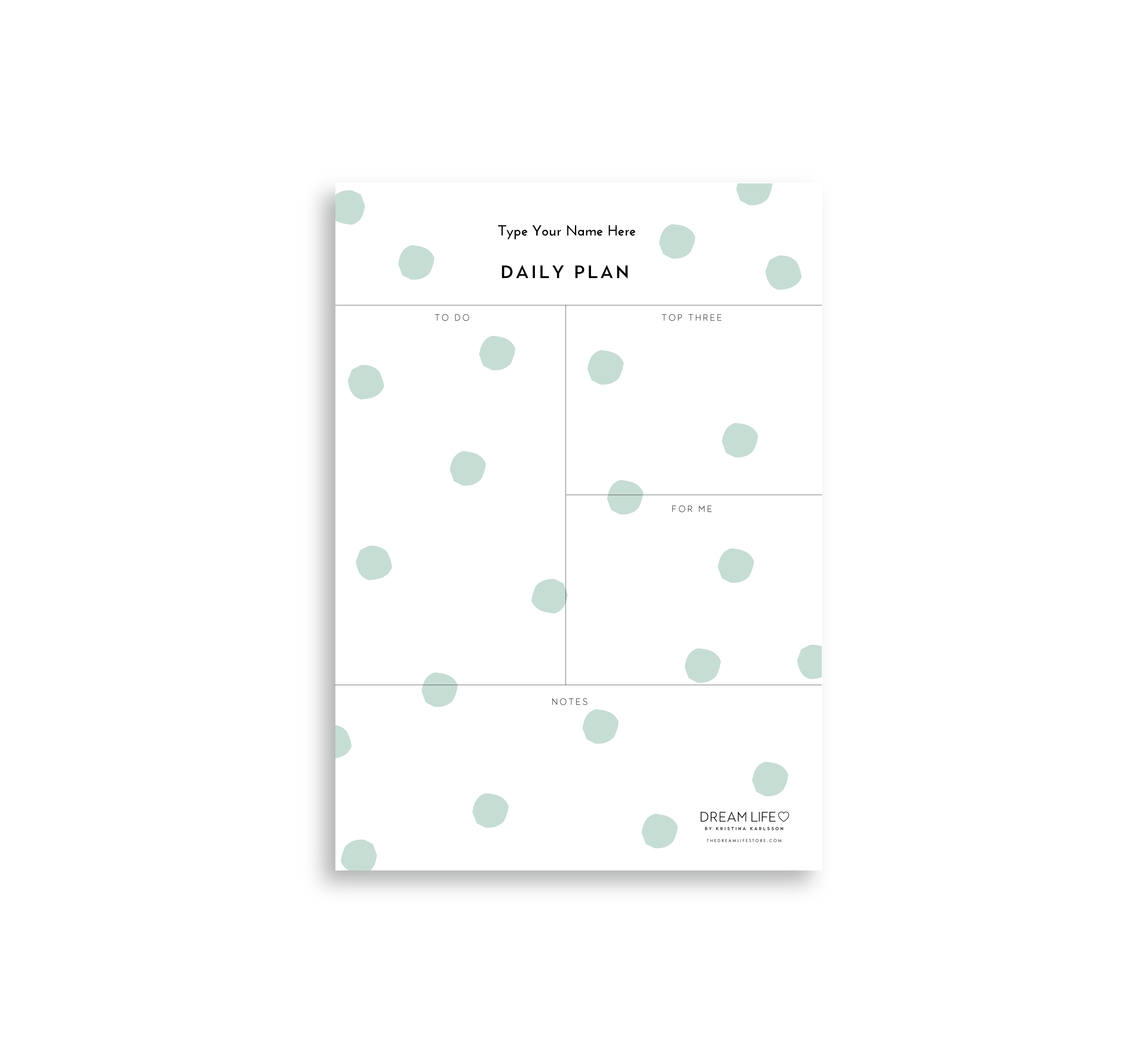 A5 Daily Plan Notepad - Dots - Green – Dream Life