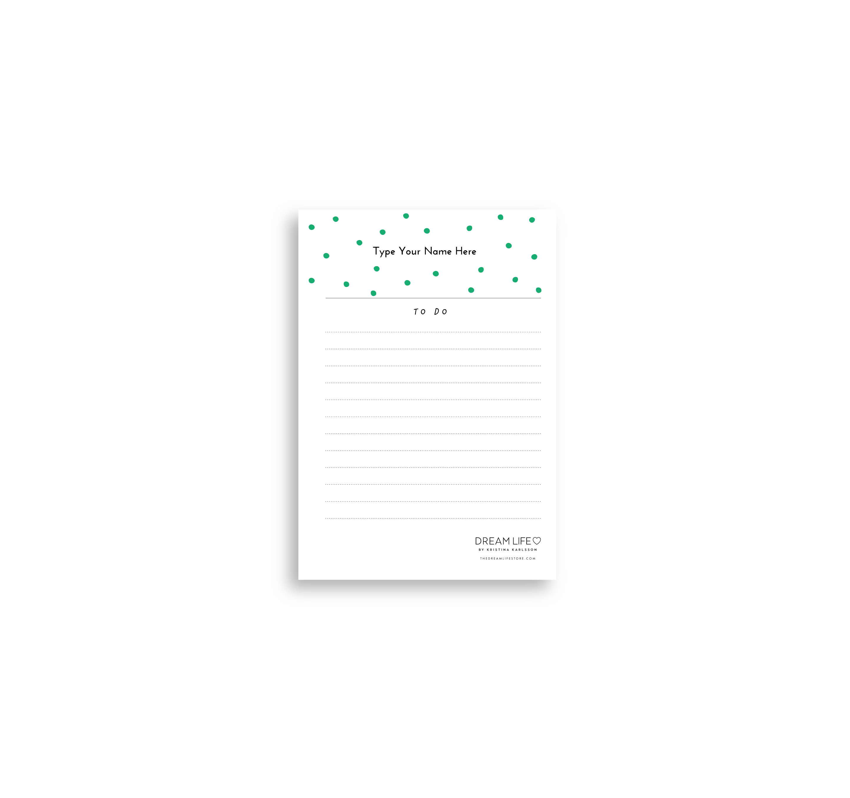 A6 To Do Notepad - Dots - Green – Dream Life