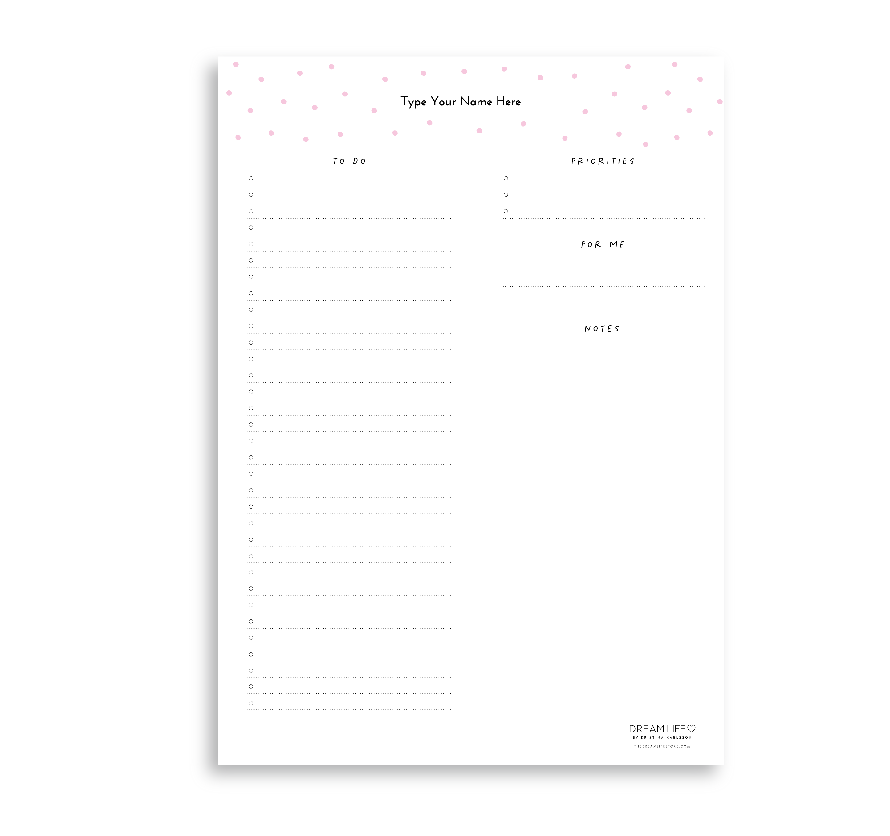 A4 To Do Notepad - Dots - Pink – Dream Life