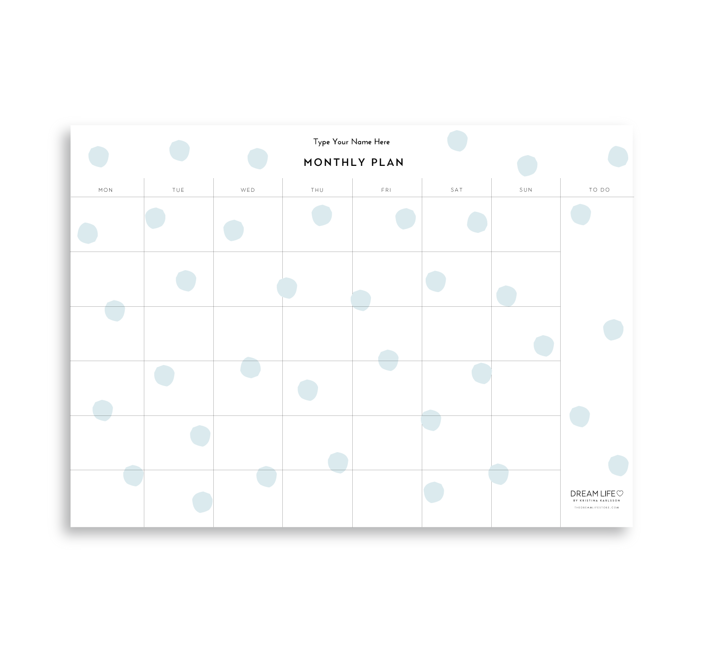 A4 Monthly Notepad - Dots - Blue – Dream Life