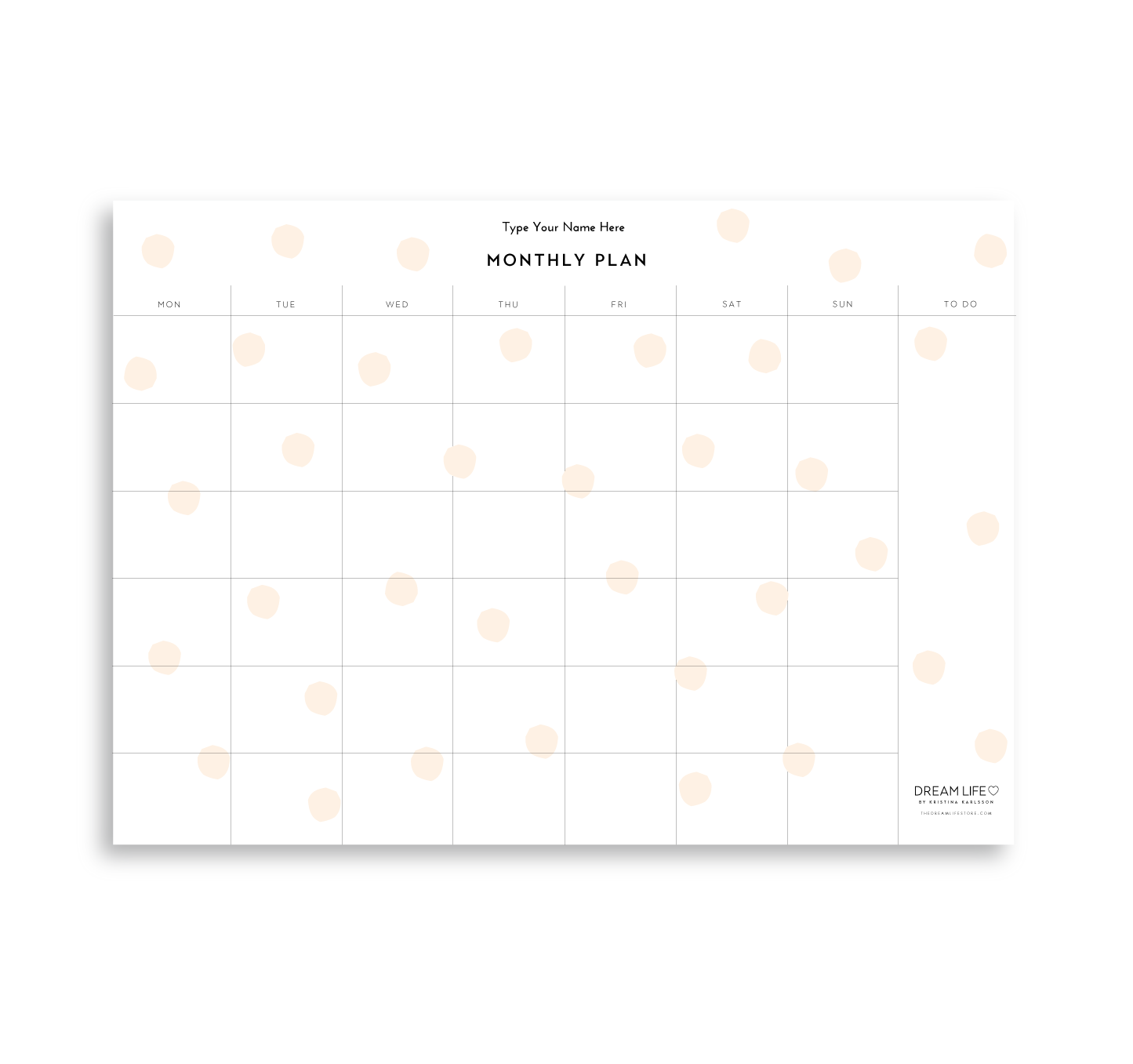 A4 Monthly Notepad - Dots - Blush – Dream Life