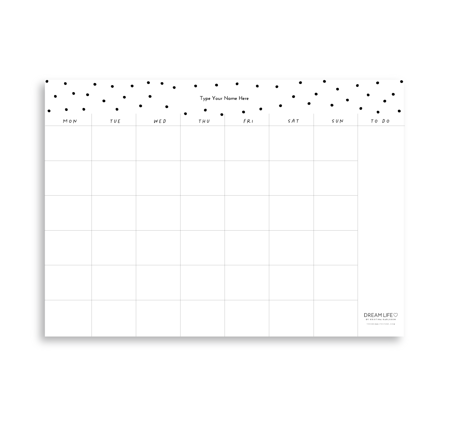 A4 Monthly Notepad - Dots - Black – Dream Life