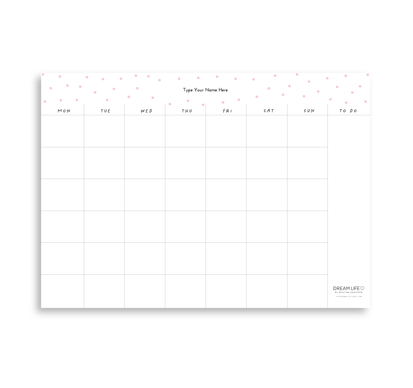 A4 Monthly Notepad - Dots - Pink – Dream Life