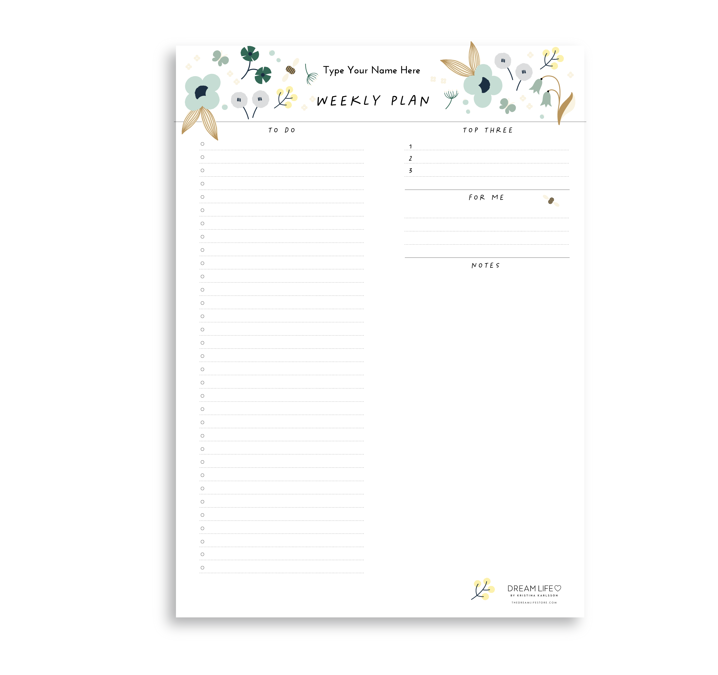 A4 Weekly Plan Notepad - Spring - Green – Dream Life