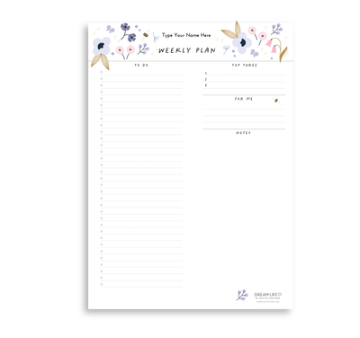 A4 Weekly Plan Notepad - Spring - Lilac