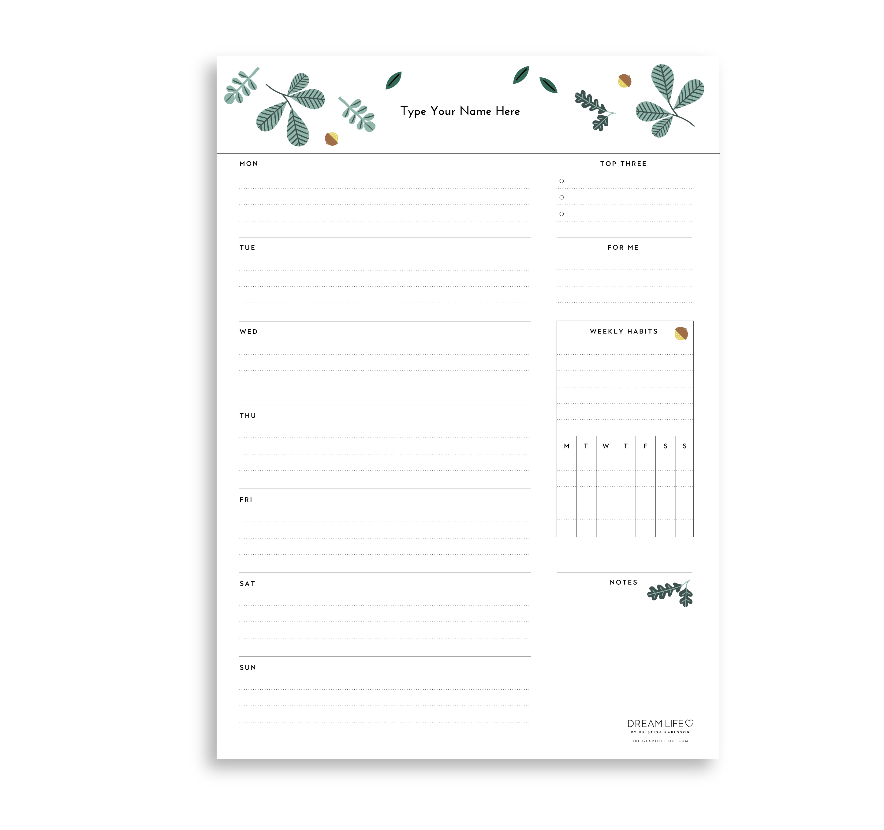 A4 Weekly Notepad - Kastanj – Dream Life