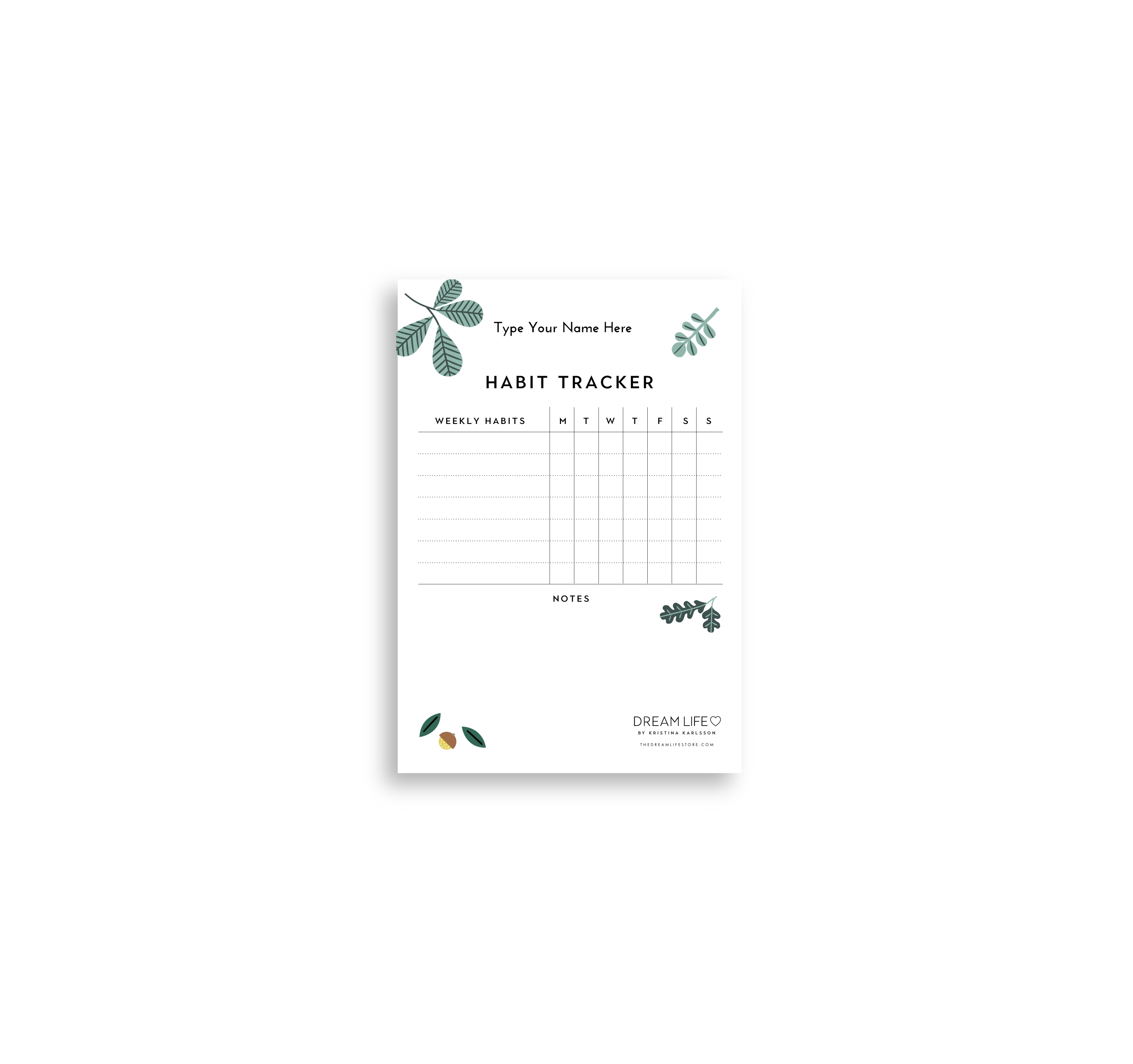 A6 Notepad - Habit Tracker - Kastanj – Dream Life