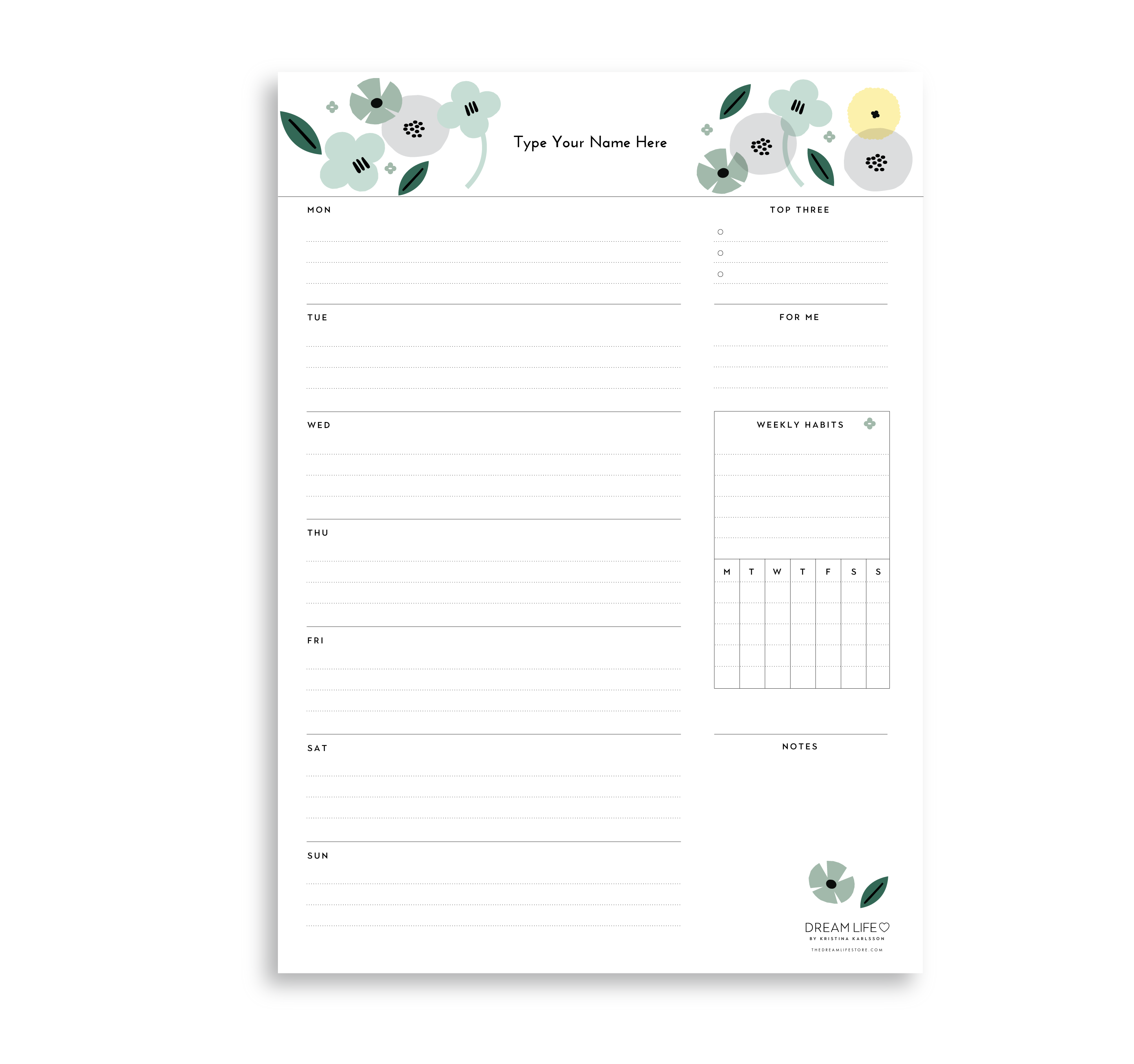 A4 Weekly Notepad - Summer - Green – Dream Life