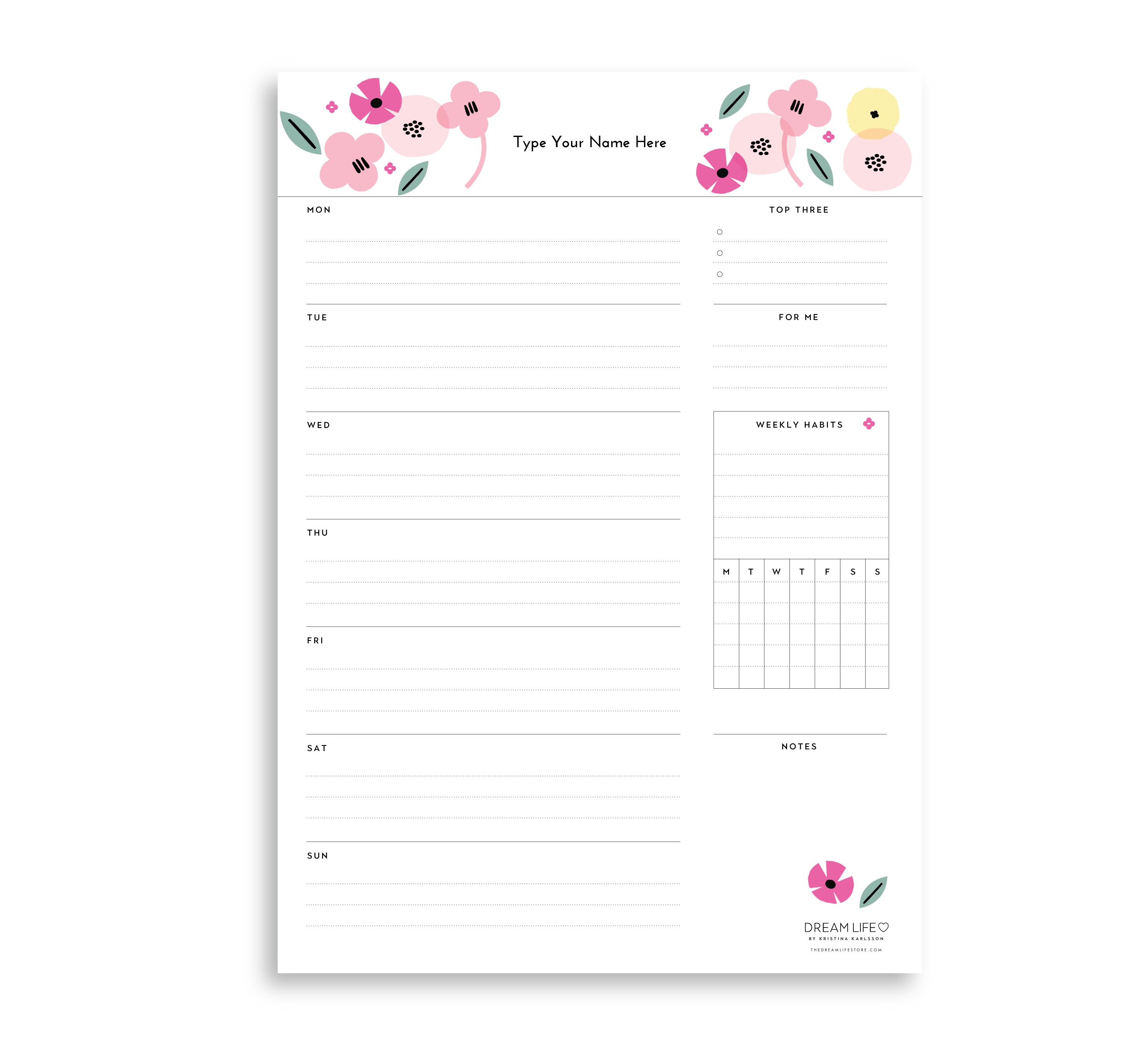 A4 Weekly Notepad - Summer - Pink – Dream Life