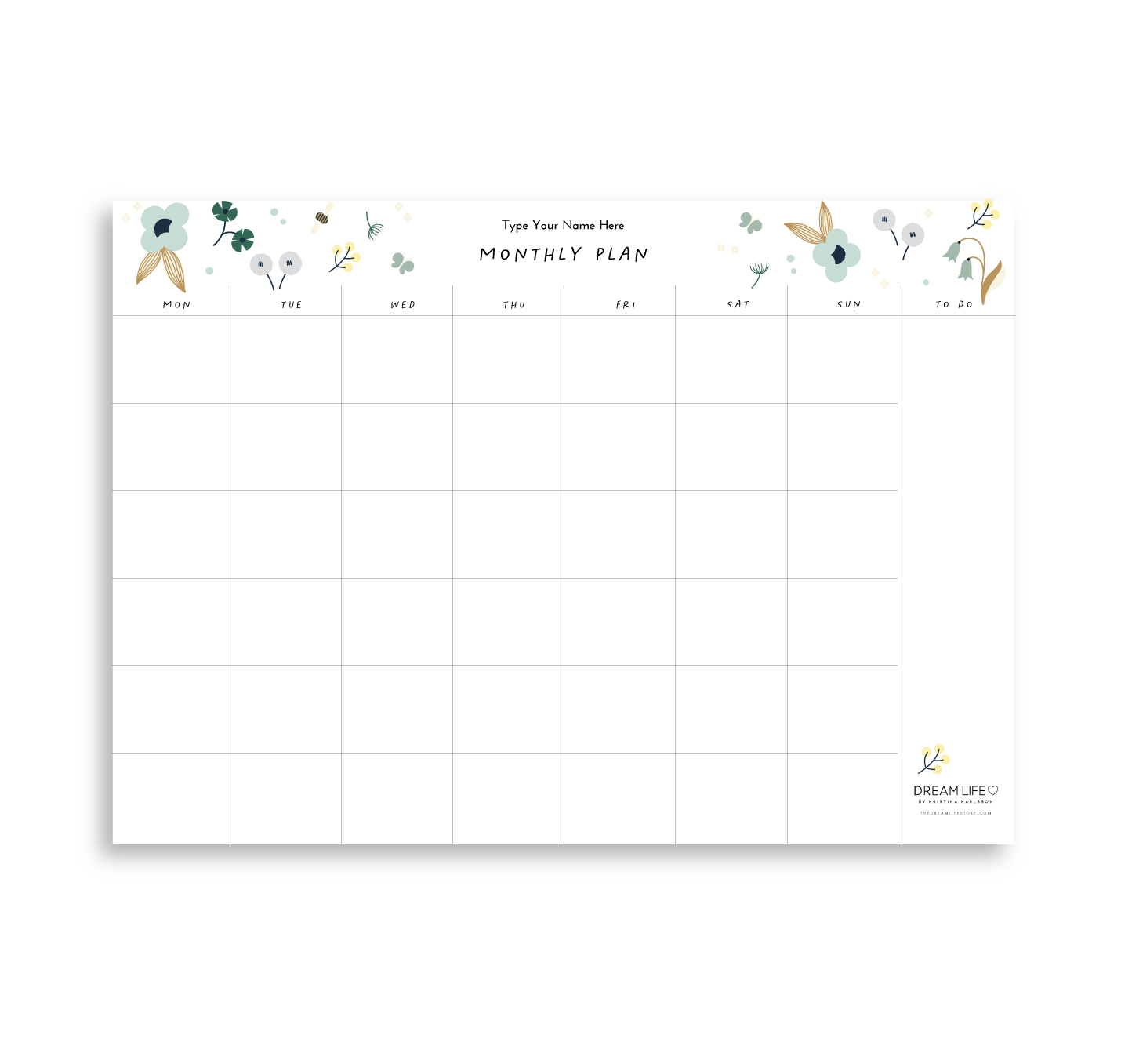 A4 Monthly Notepad - Spring - Green – Dream Life