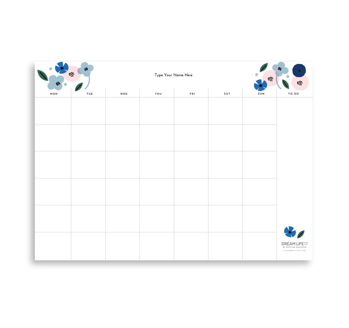 A4 Monthly Notepad - Summer - Blue – Dream Life