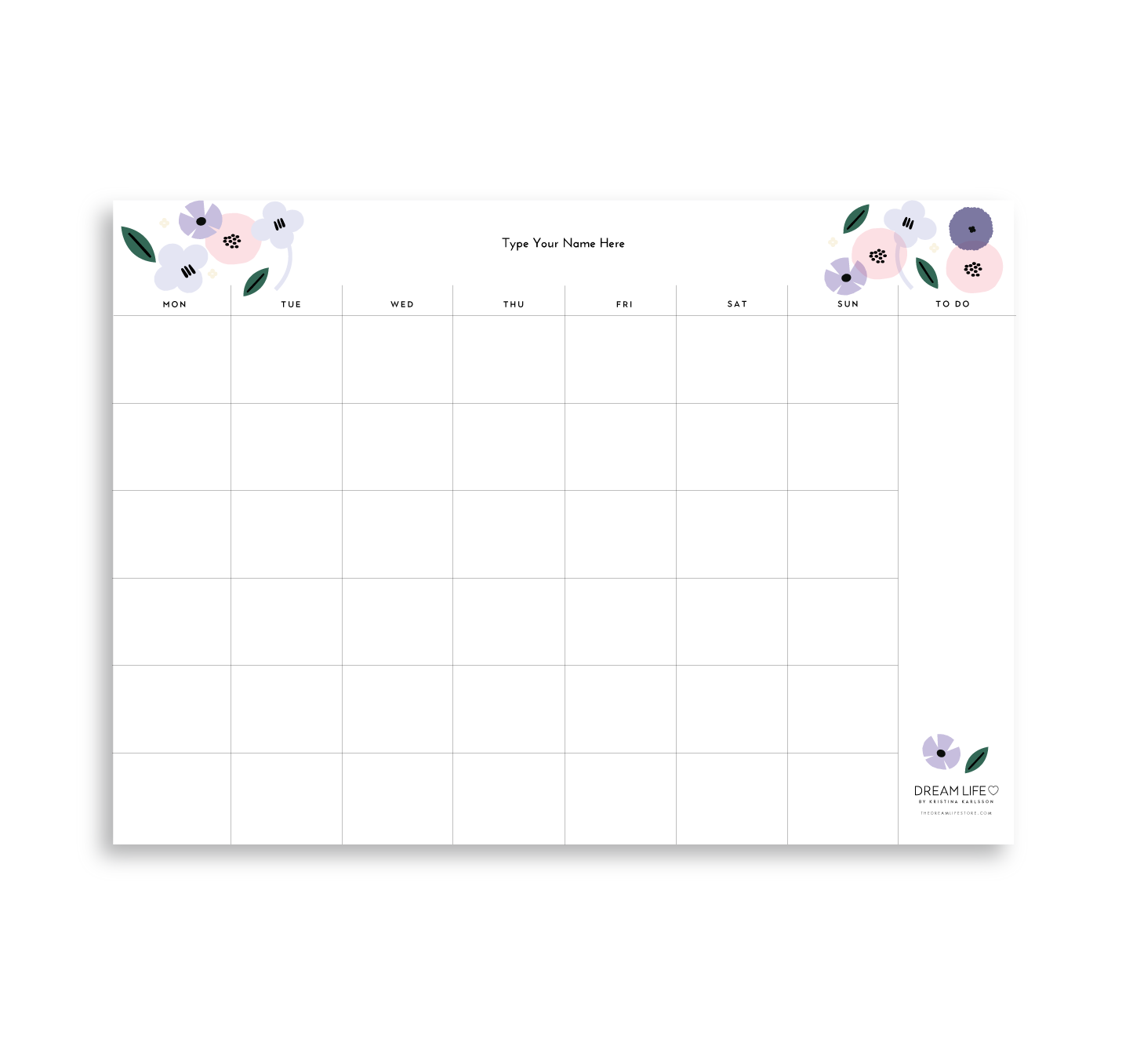 A4 Monthly Notepad Summer Lilac Dream Life