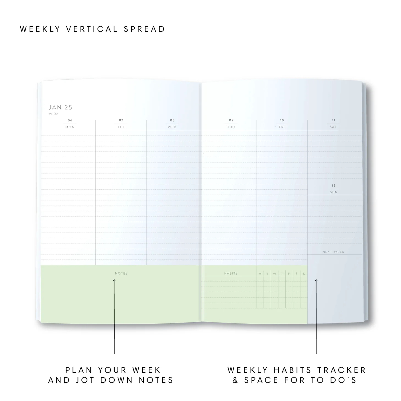 2025 Slim Week-to-View Hard Cover Diary Planner By Carnegie - Floral Design (Model 70112)