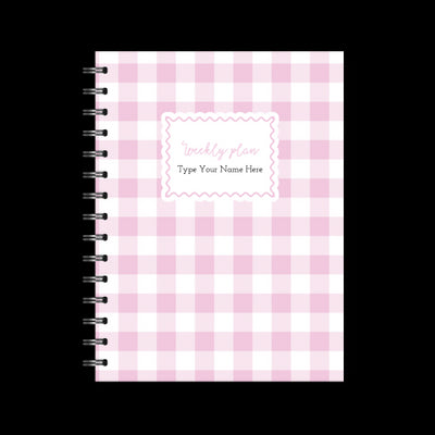 A5 Spiral Mid-Year Diary - Gingham - Pink