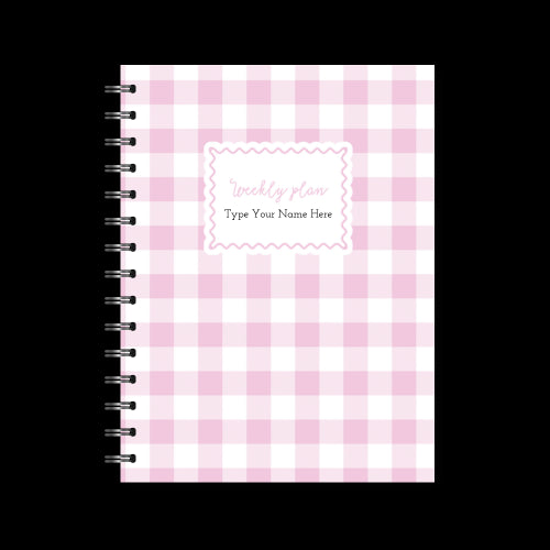 A5 Spiral Mid-Year Diary - Gingham - Pink