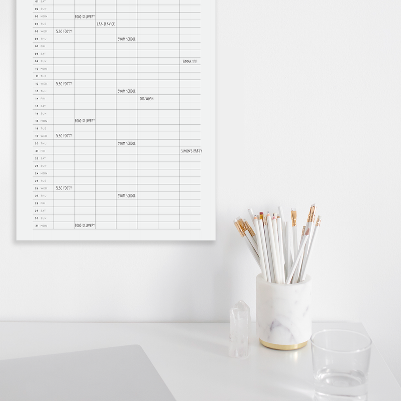 A3 Family Calendar - Flower - Black