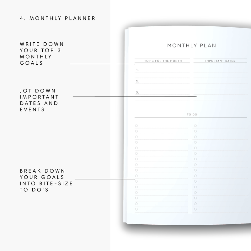A5 2024 Spiral Goals Diary - Black