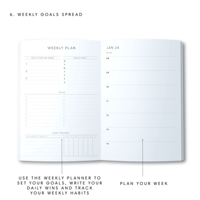 A5 2024 Spiral Goals Diary - Watermelon