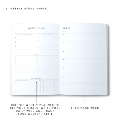 A5 2024 Spiral Goals Diary - Let's Do This - Sage