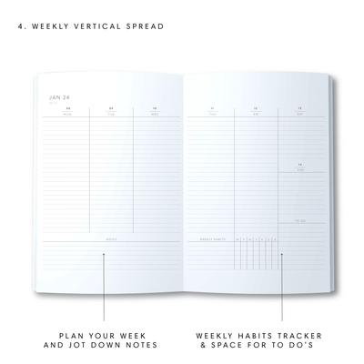 A5 2024 Vertical Weekly Diary - Dots - Green