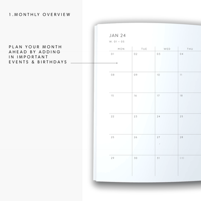 A5 2024 Weekly Spread Diary - Plants - White