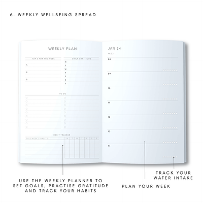 A5 2024 Wellbeing Diary - Dots - Forest