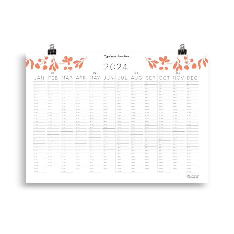 2024 Wall Calendar - Leaves - Terracotta